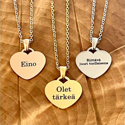 Sydänkoru omalla tekstillä